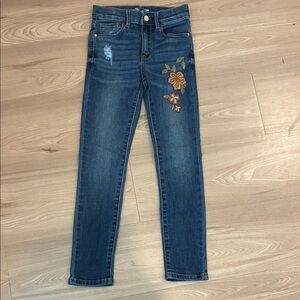 Jordache Kids Blue Jeans with Floral Embroidery